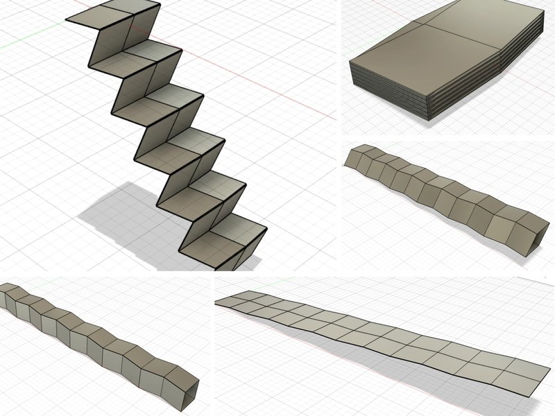 Foldable bridge origami model rendering